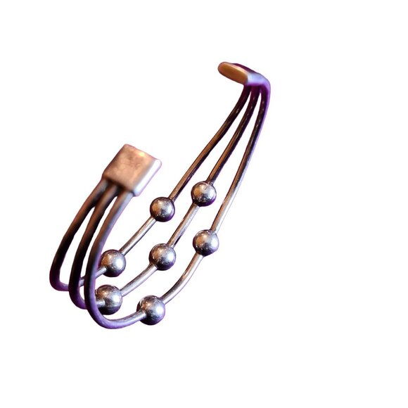 Vintage Sterling 925 Signed MCM Atomic Celestrial Design Cuff Bracelet (A1516) - Picture 4 of 7